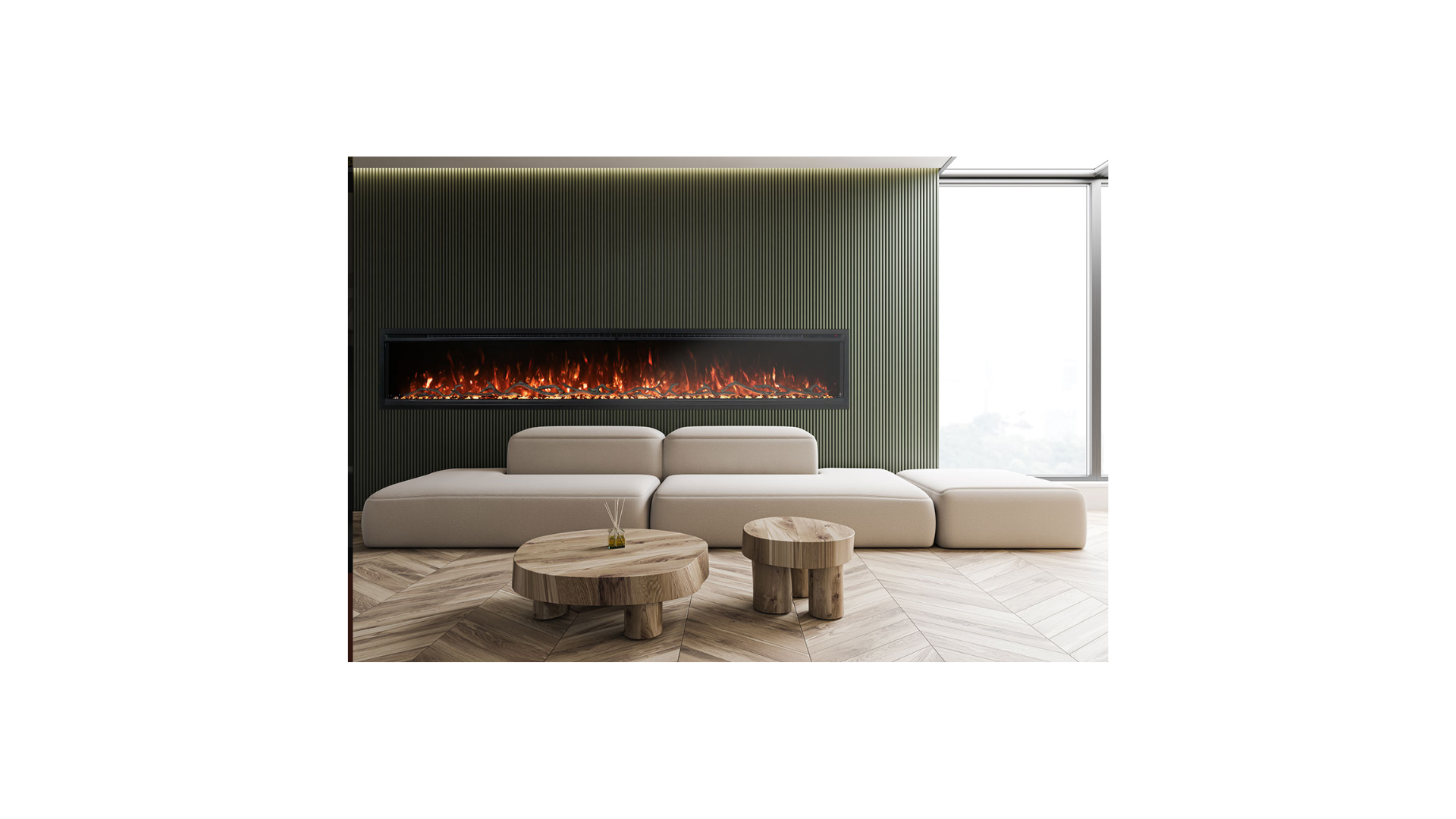 Modern Flames Orion Slim 100" Built-In Heliovision Electric Fireplace OR100-SLIM HBHMOELE0082M