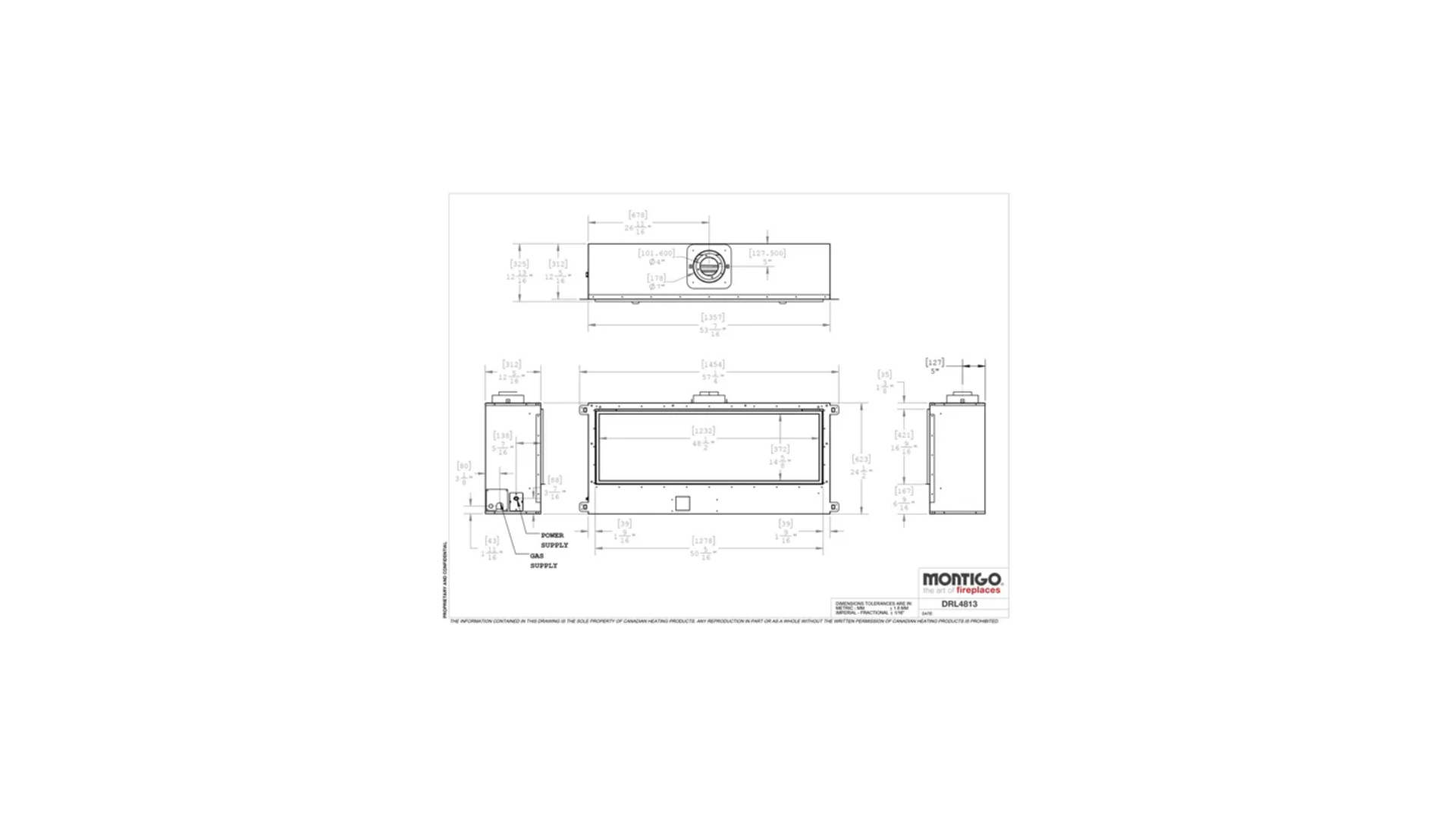 Montigo Delray 48 inch Linear Direct Vent Gas Fireplace DRL4813NI (Basic)