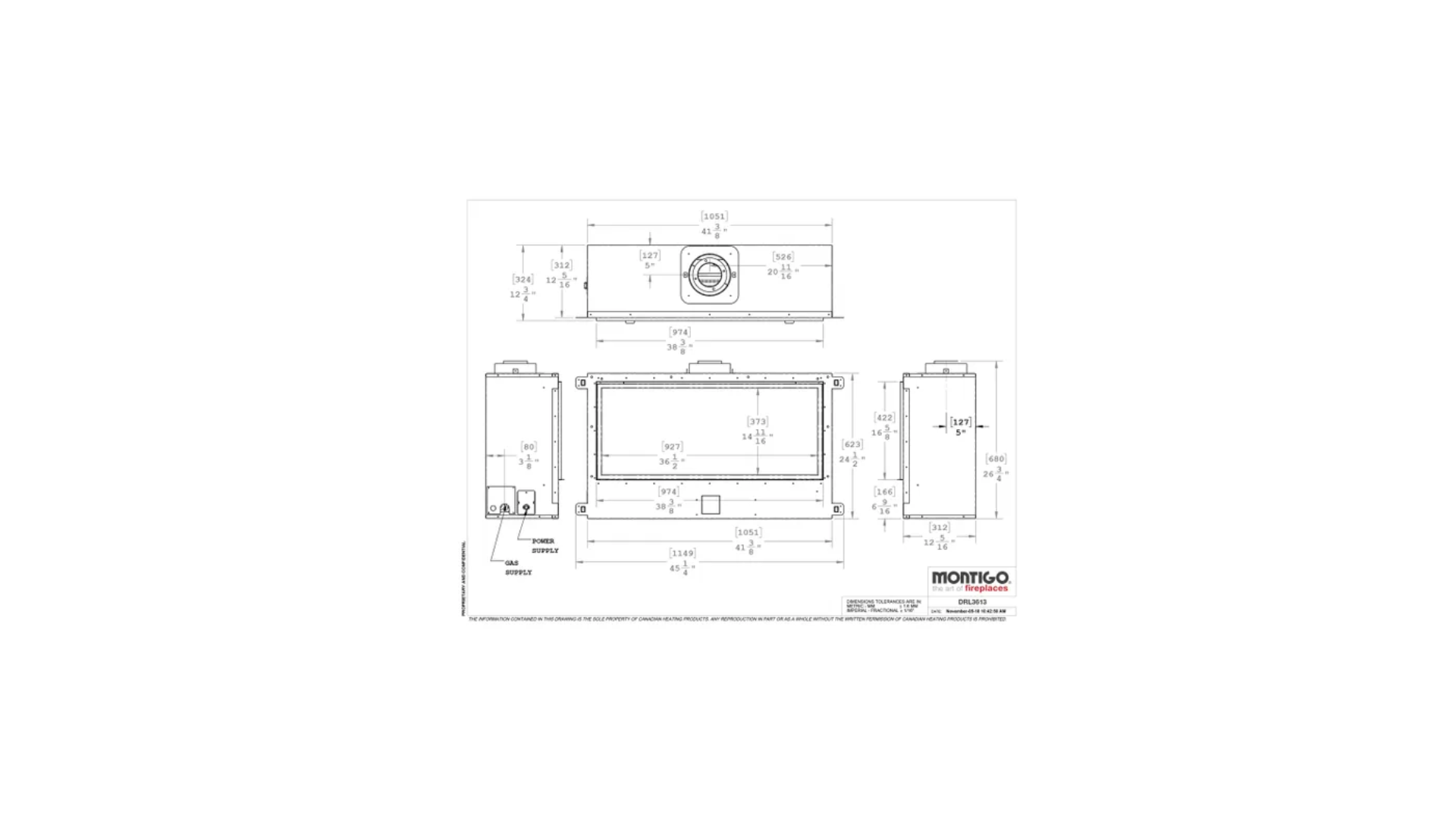 Montigo Delray 36 inch Linear Direct Vent Gas Fireplace DRL3613NI-2 (Full Load)